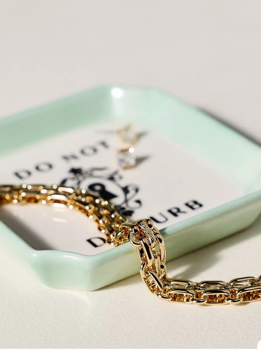 Anthropologie Hotel Trinket Dish Mint Do Not Disturb